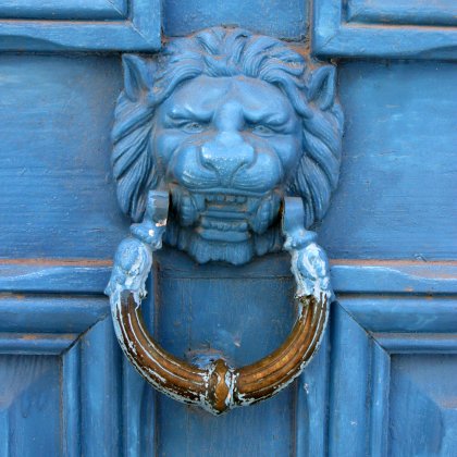 Classic greek blue door