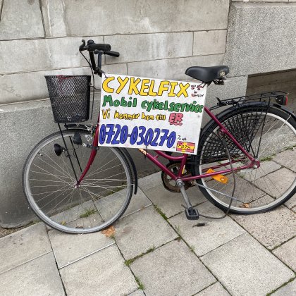 Sign for a bicycle repair service