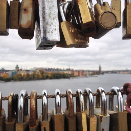 love padlocks of Västerbron western bridge