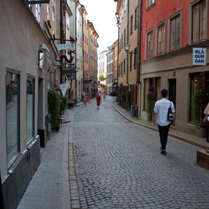 A street almost without tourists in the old town of Stockholm