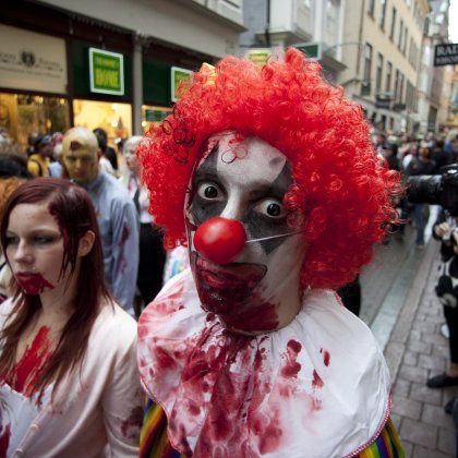 Scary clown from The Stockholm Zombie Walk